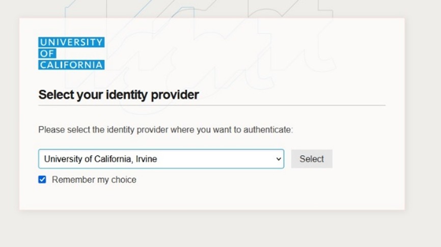 Select your identity provider menu